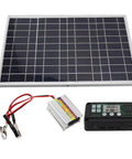 30W Solar Panel Kit With 220W MPPT Inverter For Outdoor Camping, RV And Off Grid Power Supply components displayed