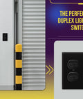 Wall-mounted Duplex Double Toggle Light Switch For Home Use, Single Pole, Side Wiring, Copper Wire Only, 15A 120V, Black
