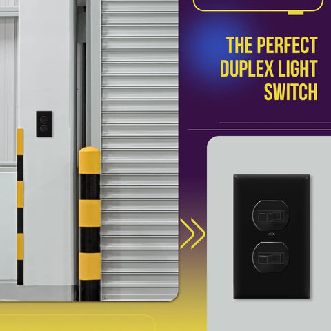Wall-mounted Duplex Double Toggle Light Switch For Home Use, Single Pole, Side Wiring, Copper Wire Only, 15A 120V, Black