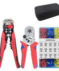 Heavy Duty HSC8 Mini Adjustable Ratchet Crimping Pliers For Square And Hexagon Ferrule Pin Terminals, Precise Electricians Tools For Household Wiring Jobs That Save You Time And Effort On Any Repair Project in case with ferrule set