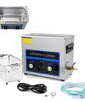 Big 6.5 Liter Ultrasonic Parts Cleaner With Heating And Timer For Deep Cleaning Metal Jewelry Tools Use includes stainless steel tank, basket, and controls.