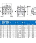 Technical diagram of Beefy Aluminum Shaft Coupler 6mm To 6mm, 25mm Length, 20mm Diameter, with product specifications chart.