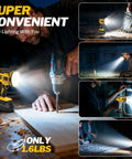 Beast Bright Cordless LED Work Light 1500 Lumens illuminating workshop and outdoor tasks, pivoting for versatile use.