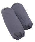 Heavy Duty Welding Arm Protectors With Flame Retardant Gray Sleeve Guards For Shop And Auto Repair Crews Who Need Cool Comfortable Forearm Shielding Against Hot Sparks And Debris During Serious Builds. Gray cotton sleeves with elastic cuffs.