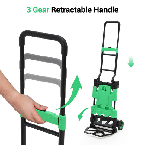2-In-1 Folding Hand Truck And Flatbed Cart With 330 Lb Capacity, Quick 2-Wheel To 4-Wheel Conversion, Heavy-Duty Steel Frame, Slim Fold Design, Compact And Portable For Moving Boxes, Appliances, And Jobsite Loads, 3 gear retractable handle