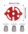 Self Centering Dowel Jig Kit With 6mm 8mm 10mm Drill Bushings For Precise Hole Alignment with red metal top view.