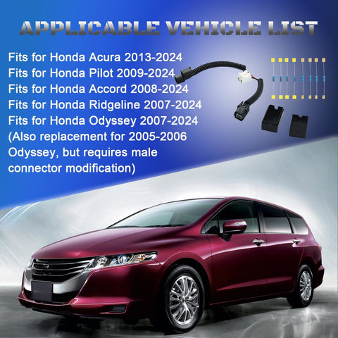 Plug And Play VCM Muzzler Harness Disable Kit with Honda Odyssey, showing applicable vehicle list