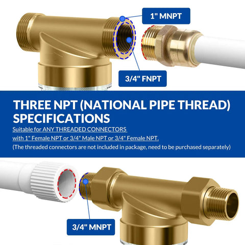 Whole House Spin Down Sediment Filter, No Hassle Reusable Pre Filter With Siliphos, 1 Inch MNPT, Three Quarter Inch FNPT, connections