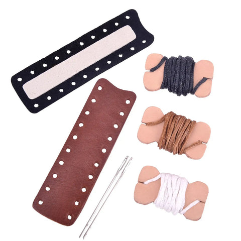 Cowhide Leather Lever Wrap Set for Lever Action Rifles and Shotguns, 3.5 Inch, dual color wraps, sewing needles, waxed thread.