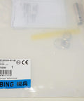 Packaging of Inductive Proximity Sensor Switch 12-24VDC, 3-Wire PNP-NO, showing label and parts, Shielded M12 Sensor.