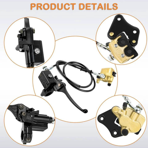 Front Hydraulic Disc Brake Master Cylinder Caliper Assembly With Pads for 50cc-125cc Dirt Bikes with dual-piston design