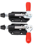 Close-up of Push Pull Toggle Clamp Set For DIY Woodworking And Metalworking, Pro Grade Tunable Positioning Jig Accessories with red handles