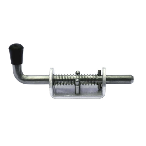 Heavy Duty Aluminum Barrel Bolt Lock With Spring Loaded Latch, 6.5 Inch Long Bolt, 0.5 Inch Rod, side view