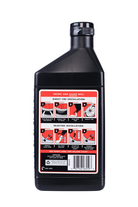 Back of bottle showing instructions for Ultra Fast Tubeless Tire Sealant For Bikes That Seals Punctures Up To Six Point Five Millimeters