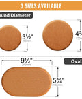 Heavy Duty Felt Furniture Sliders For Hardwood Floors And tile Pads Protecting Your Home From Scratches While Moving Sofas Dressers And Heavy Appliances With Ease In This Eight Pack Set showing three size options with measurements.