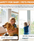 Safety for Baby/Pets proof with Two Pack Universal Window Blind Cord Tensioner keeping cords out of reach of children and pets.