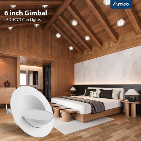 Top Tier 6 Inch Adjustable Gimbal Recessed Ceiling Lights 5CCT Dimmable LED Retrofit Kit 1200 Lumens 90 Degree Tilt 6 Pack Glides Smooth For Serious Home Glow Up Builds