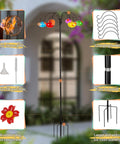 Outdoor Glass Hummingbird Feeders Set With Six Hand Blown Glass Balls On An Adjustable Shepherds Hook Pole For Garden Decor, Wind Resistant And Easy Fill With Included Funnel And Cleaning Brush