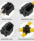 Heavy Duty 12 Awg Nema Four In One Adapter Cable Electrical Power Extension Cord with precise prongs and reinforced joints.