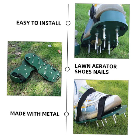 20 Piece Lawn Aerator Shoes Spikes Replacement Metal Pegs for Garden Soil Aeration and Lawn Care Tools in use on grass