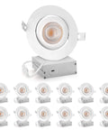Ultra Slim 4 Inch Recessed LED Downlights With Adjustable Eyeball Gimbal And Junction Box 9W 750 Lumens Dimmable ETL Listed Pack Of 12