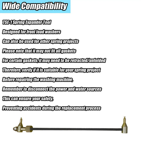 Washing Machine Spring Expansion Tool For Front Load Washers Easy Gasket Replacement And Removal metal tool with instructions.