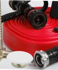 Four Pack Heavy Duty Metal Fire Sprinkler Nozzle Cover Plates Dead Easy Install For Concealed Automatic Sprinkler Systems with red hose and tools.