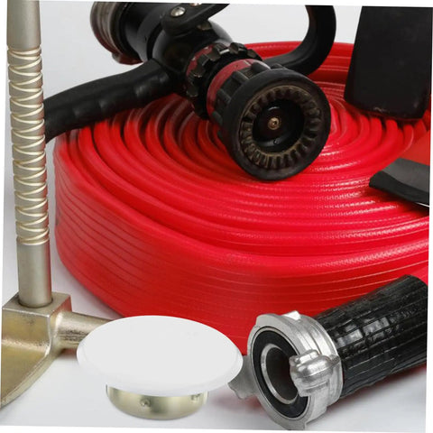 Four Pack Heavy Duty Metal Fire Sprinkler Nozzle Cover Plates Dead Easy Install For Concealed Automatic Sprinkler Systems with red hose and tools.