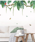 Palm Leaf Wall Decals Set For Living Room And Bedroom Tropical Green Plant Stickers Peel And Stick Wall Art For TV Backdrop Waterproof