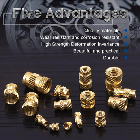 220 Piece Threaded Inserts Kit With Heat Set Tool For 3D Printing And DIY Makers, Brass Knurled Nuts Display