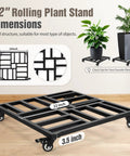 22 Inch Heavy Duty Plant Caddy With Four Wheel Rolling Metal Stand 600 Pound Capacity Square Plant Dolly With Lockable Casters for indoor outdoor use
