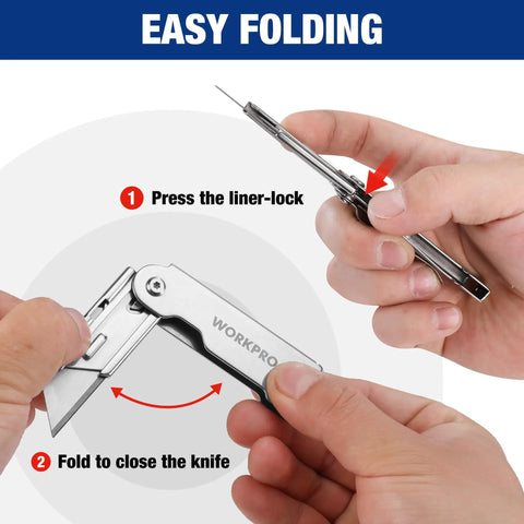 Demonstration of Three Piece Quick Change Folding Pocket Utility Knife Set With Belt Clip for easy blade swap and compact folding