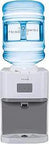 Countertop Deluxe Water Dispenser With Three Temperature Settings Hot Cool Cold For A 5 Gallon Bottle White And Gray Stainless Steel Reservoir