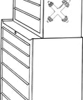 Illustration of a large magnetic chuck key with four size set, mounted on a workshop tool cabinet with alloy steel construction.