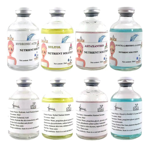 Hydration Packed Oxygen Facial Solution For Anti Aging And Glow Up Xylitol Nutrient Formula bottle set with glycerin, hyaluronic.
