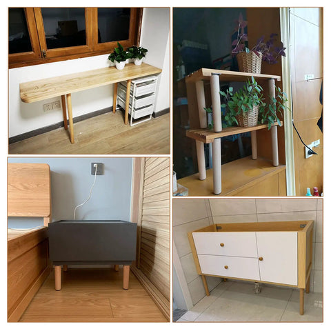 Solid Wood Furniture Leg Replacement Set For Desks, Sofas, Coffee Tables And Cabinets, 7.87 Inch Tall, Includes Mounting Plates And Screws