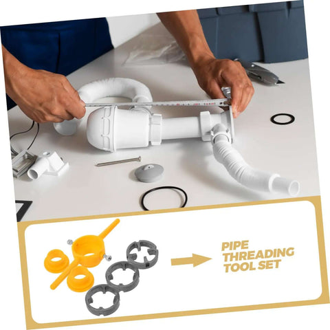Person assembling pipes with Hardcore Pipe Threader Kit For Plumbing Projects High Performance Thread Maker Set