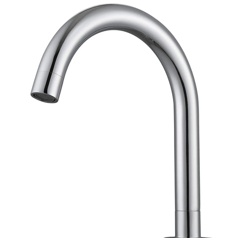 Prima 3 Bathroom Sink Faucet With 3-Hole Installation, Chrome Finish, Solid Brass Construction, sleek curved spout view