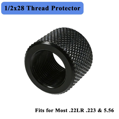 Built Tough 1/2x28 Thread Protector For Most.22LR,.223 And 5.56 Rifles, CNC Machined Steel with Black Oxide Finish, knurled grip