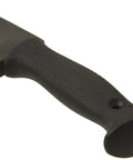 Close-up of Santoprene handle on a Realistic Kukri Trainer for Safe Practice and Drills, 12-Inch Blade, Black Finish