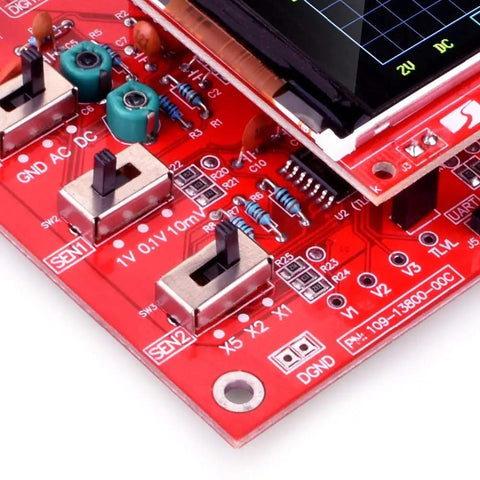 Close-up of Digital Oscilloscope DIY Module 0 To 200 KHz, Two Point Four Inch PCB Education Kit For DSO138 Accessories showing components.