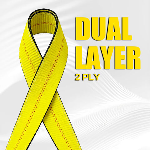 2 Inch By 10 Foot Heavy Duty Lift Sling Web Strap With Wear Guard End And Flat Eye Reinforced Loops 15000 Lb Capacity