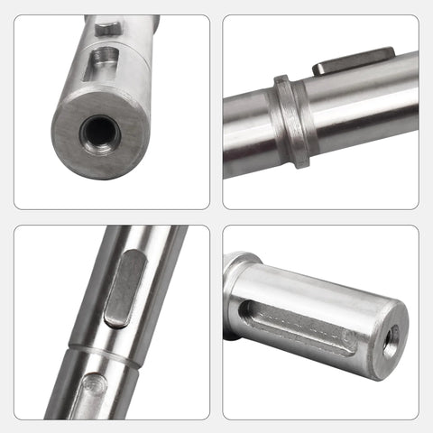 YIDOFENG double output shaft for worm gearbox, 18 mm diameter, hollow front bore, 164 mm length
Side view of YIDOFENG double output shaft for NMRV40, chrome-plated tube with external collar
Close-up of shaft with rectangular drive slot on YIDOFENG double output shaft, 18 mm diameter
Installed end view showing end cap and through-hole on YIDOFENG double output shaft