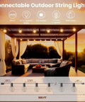 100 Ft Outdoor String Lights With Waterproof G40 Shatterproof LED Bulbs Dimmable and Connectable Globe Lighting on patio