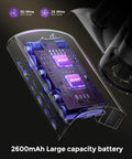 Close-up of 2600mAh battery for Cordless Vacuum Cleaner With 500W Motor And 45KPa Suction, 50 Minute Run Time