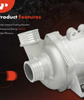 Heavy Duty Electric Water Pump For BMW Sedans And Coupes Top Tier Cooling System Upgrade showing aluminum body and fittings.