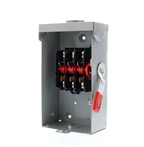 60 Amp 3-Pole 240V General Duty Safety Switch Non-Fusible Outdoor Compact Series Built Tough With Quick-Make Break Action Metal Handle
