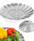 Premium Stainless Steel Veggie Steamer Basket, Folding Expandable Design That Fits Any Pot From 6 to 10.5 Inches
