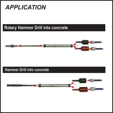 SL 250 Sleeve One Drill Installation Tool Designed For Concrete And Wood Quick Connect Sleeve application with rotary and hammer drill into concrete.