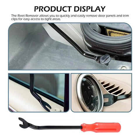 Universal 100Pcs Car Clip Kit with fastener remover showing door panel and trim clip removal process